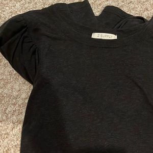 Z Supply Puffed Sleeve Charcoal Dark Grey (looks black) shirt